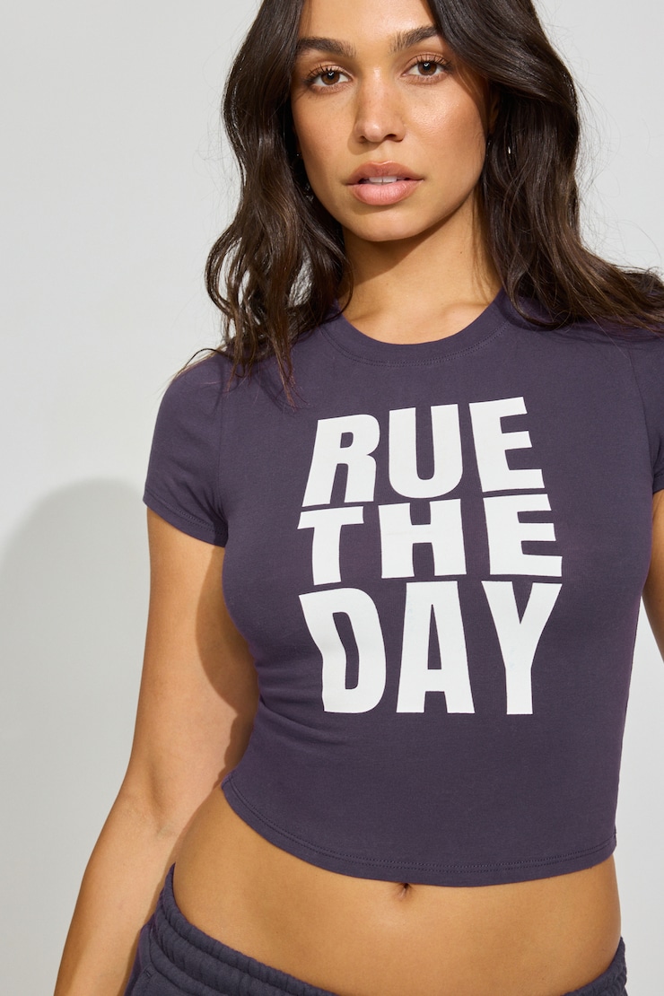 Perky Plum Purple with "Rue The Day" Art